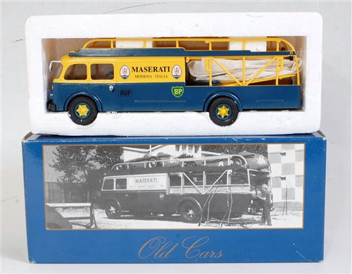 Lot 2596 - A 1:43 scale Maserati car transporter,...