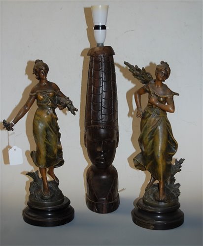 Lot 2 - After Moreau - a pair of French spelter...