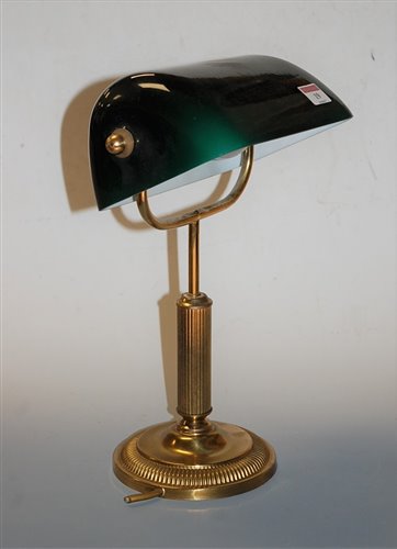 Lot 19 - A lacquered brass desk lamp, with adjustable...