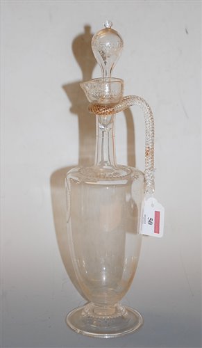 Lot 50 - A 19th century etched glass ewer and stopper...
