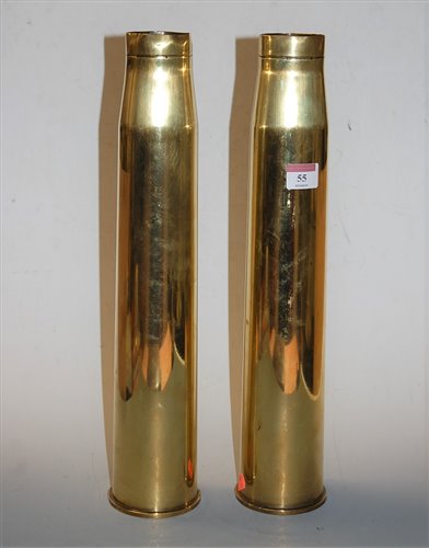 Lot 55 - A pair of WWII brass shell cases each dated...