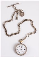 Lot 310 - A lady's silver fob watch, the white dial with...