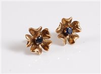 Lot 311 - A pair of 9ct and sapphire earstuds, the...