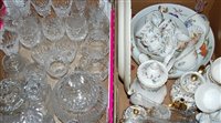 Lot 92 - Two boxes of miscellaneous china and glassware,...