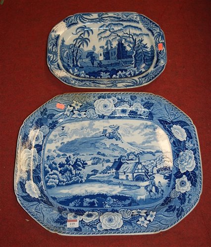 Lot 119 - A large 19th century blue & white meat plate...
