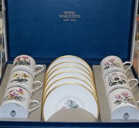 Lot 99 - A boxed set of six Royal Worcester coffee cans...