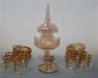Lot 130 - An early 20th century glass part liqueur set,...