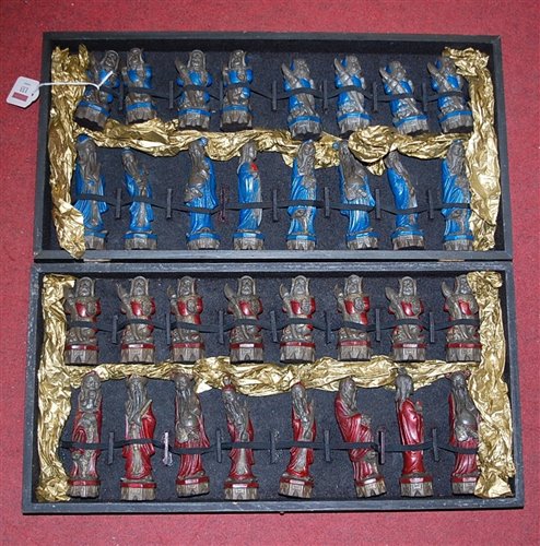 Lot 133 - A boxed set of modern Chinese resin figural...