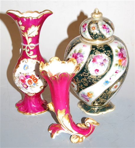 Lot 225 - A Rockingham porcelain trumpet form specimen...