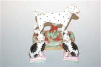 Lot 237 - A pair of Staffordshire cat figures, each sat...