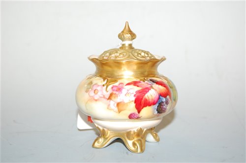 Lot 243 - A Royal Worcester porcelain pot pourri jar and...