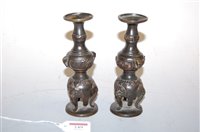 Lot 249 - A pair of Oriental bronze specimen vases, 20th...