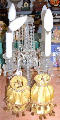 Lot 156 - An early 20th century cut glass four sconce...