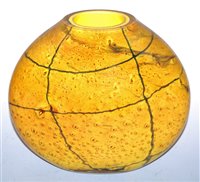 Lot 160 - A 1970s yellow Studio glass vase of slab sided...