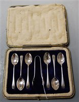 Lot 264 - A cased set of six Edwardian silver teaspoons,...