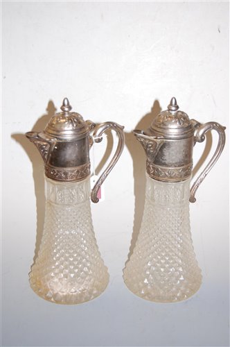 Lot 270 - A pair of moulded glass and silver plated...
