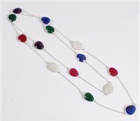 Lot 324 - A multi gemset necklace, the pear shaped rough...