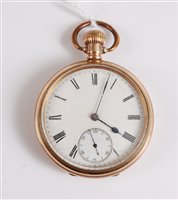 Lot 325 - An open faced pocket watch, the white dial...