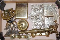 Lot 174 - A box of miscellaneous brassware to include...