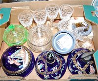 Lot 181 - A box of miscellaneous glassware to include...