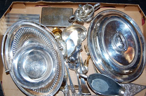 Lot 201 - A box of miscellaneous silver plated wares to...