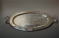 Lot 290 - A Mexican white metal twin handled oval tray,...