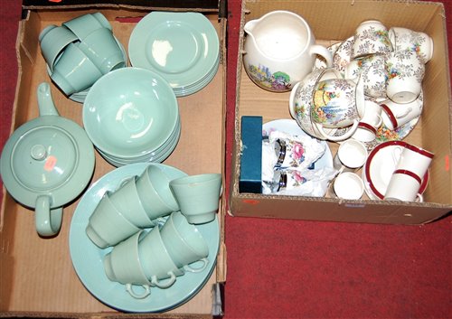 Lot 212 - Two boxes of miscellaneous china, to include a...