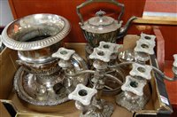 Lot 299 - A box of miscellaneous silver plated wares, to...