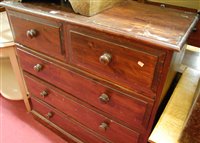 Lot 1499 - A modern stained pine squarefront chest of two...