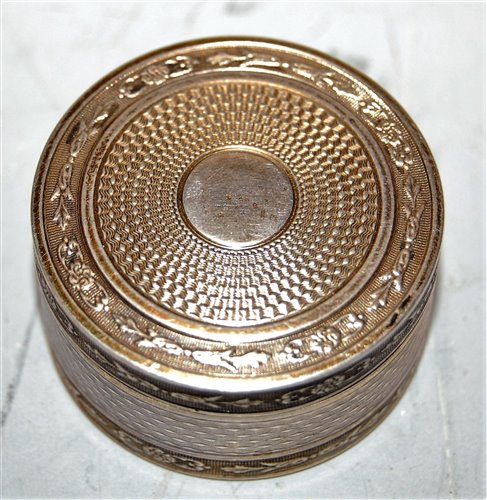 Lot 480 - A 19th century engine turned silver pill-box,...