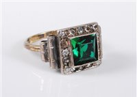 Lot 452 - A 9ct gold and silver Art Deco style ring, the...