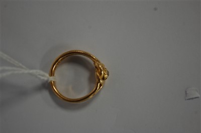 Lot 2650 - An 18ct diamond knot ring, the old cut diamond,...