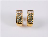 Lot 2625 - A pair of 14ct prasiolite and diamond earrings,...