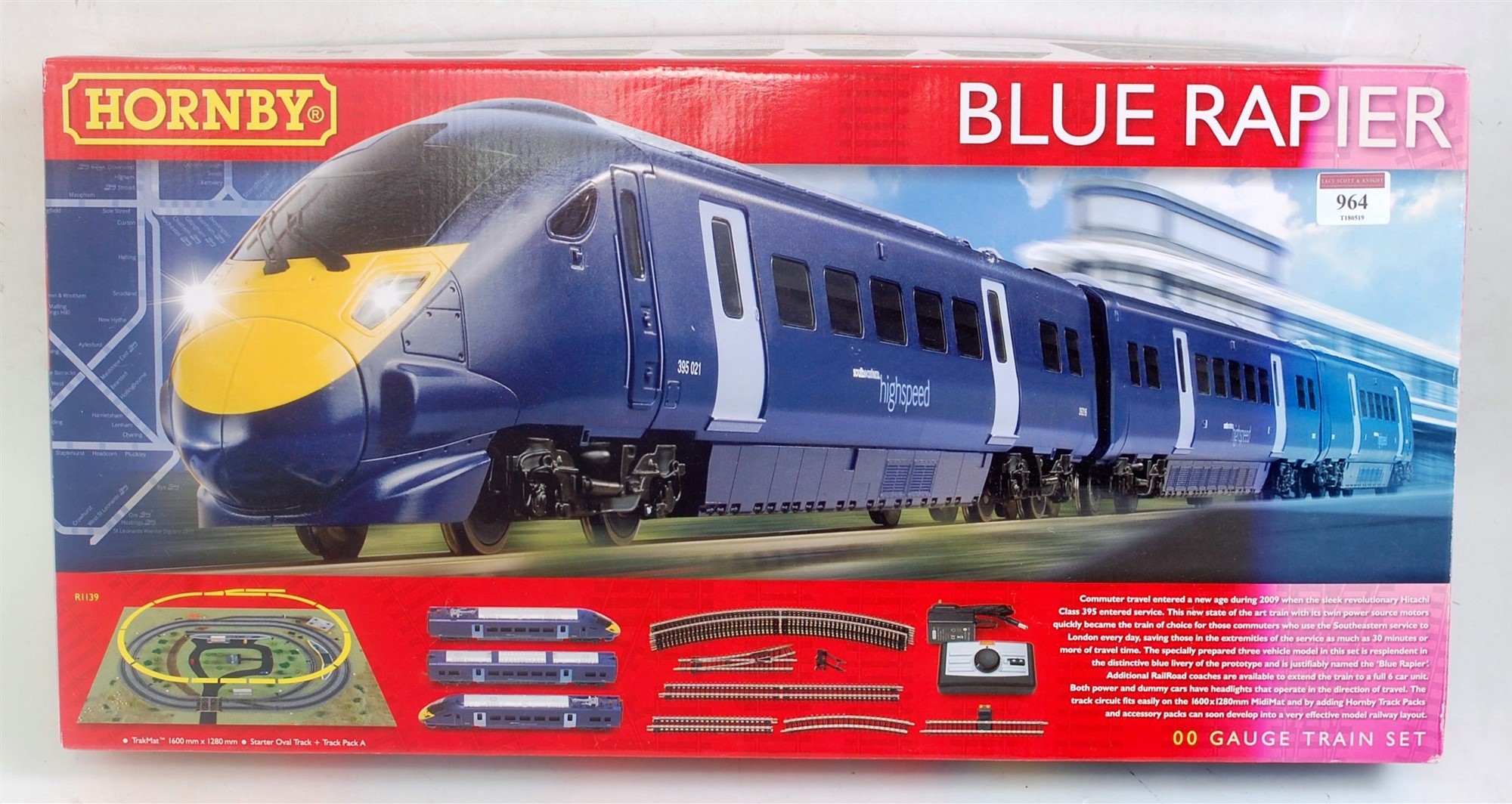 Lot 964 - Hornby R1139 blue Rapier class 395 train set