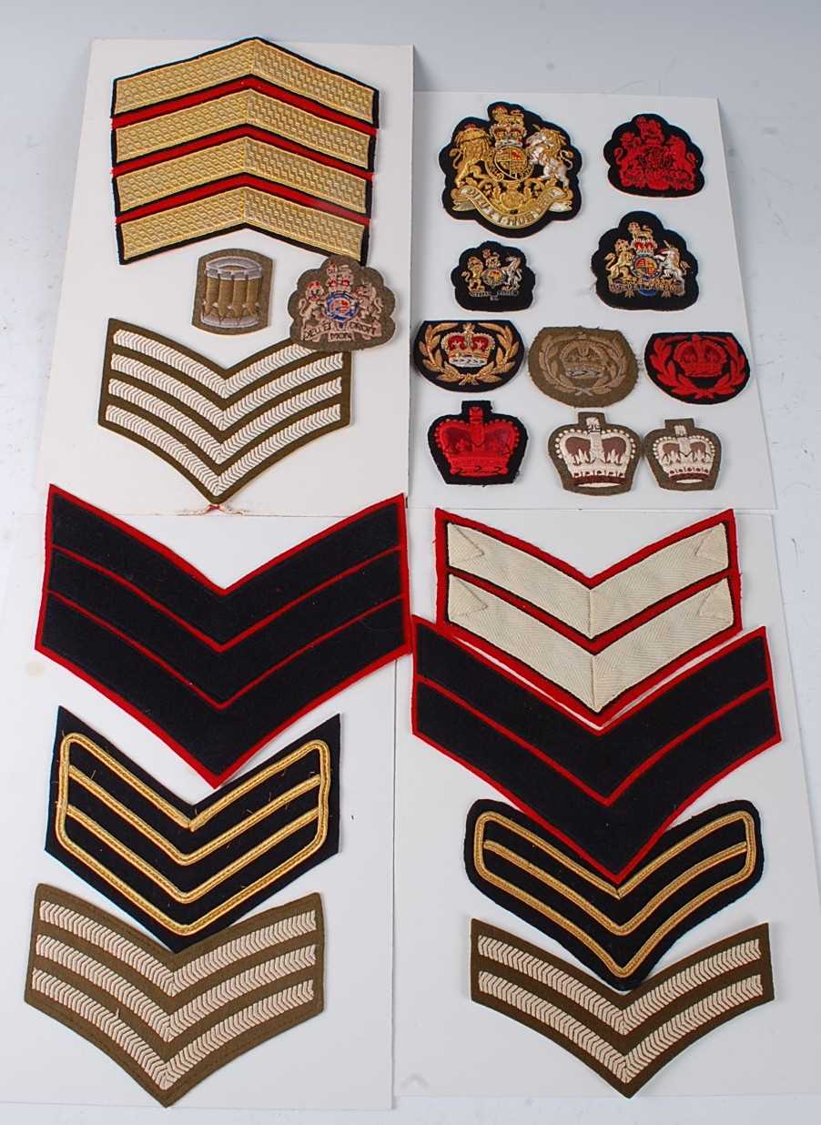 Lot 105 - A collection of various bullion badges and rank chevrons etc.