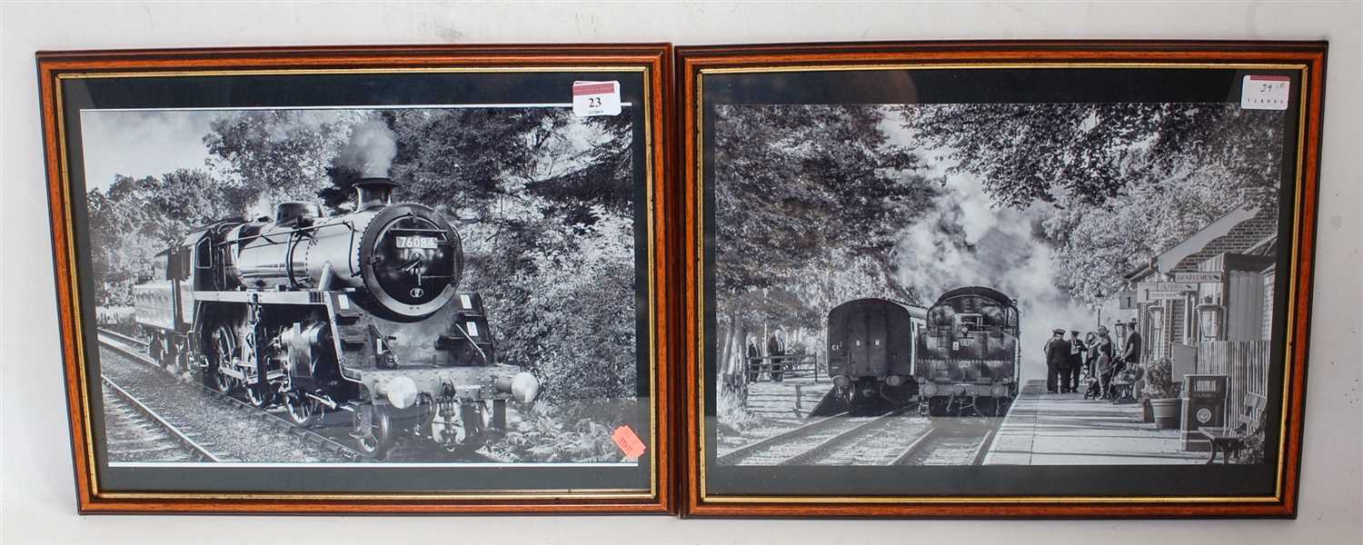 Lot 23 - Pair black and white framed and glazed photos...