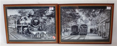 Lot 23 - Pair black and white framed and glazed photos...