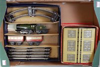 Lot 295 - Large tray containing two items - Mettoy loco...