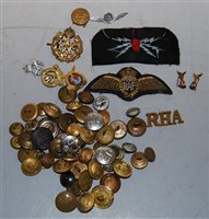 Lot 306 - A collection of assorted cap badges, cloth...