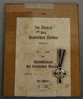 Lot 323 - A German Cross of Honour of the German Mother,...