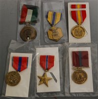 Lot 346 - A collection of six American medals, to...