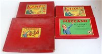 Lot 3202 - Four various Meccano 1950s red and green box...