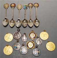 Lot 370 - A small collection of assorted souvenir spoons,...