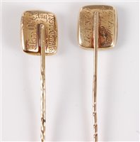 Lot 2534 - Two 19th century mourning stick pins: a...