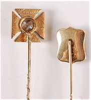 Lot 2535 - Two 19th century mourning stick pins: a...