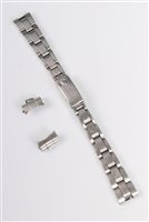 Lot 410 - An Omega watch strap, the tapered steel strap...