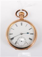 Lot 411 - An open faced pocket watch, with white dial,...