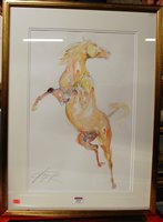 Lot 1015 - Jacquie Jones - Prancing horse, pencil and...