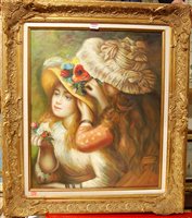 Lot 1016 - Girl with flower straw boater, reproduction...