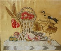 Lot 1038 - An early 19th century silkwork panel,...